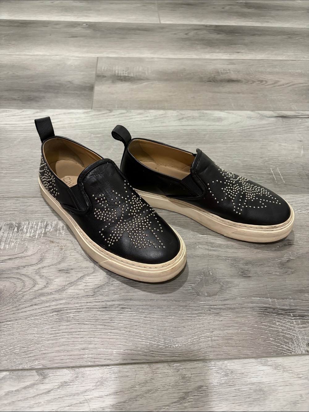 Black Studded Chloe Slip-On Loafers